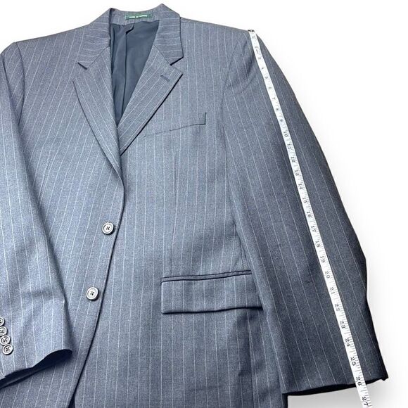 LAUREN Ralph Lauren Suit Jacket Mens 42L Charcoal Gray Pinstripe Wool Sport Coat - Picture 10 of 12